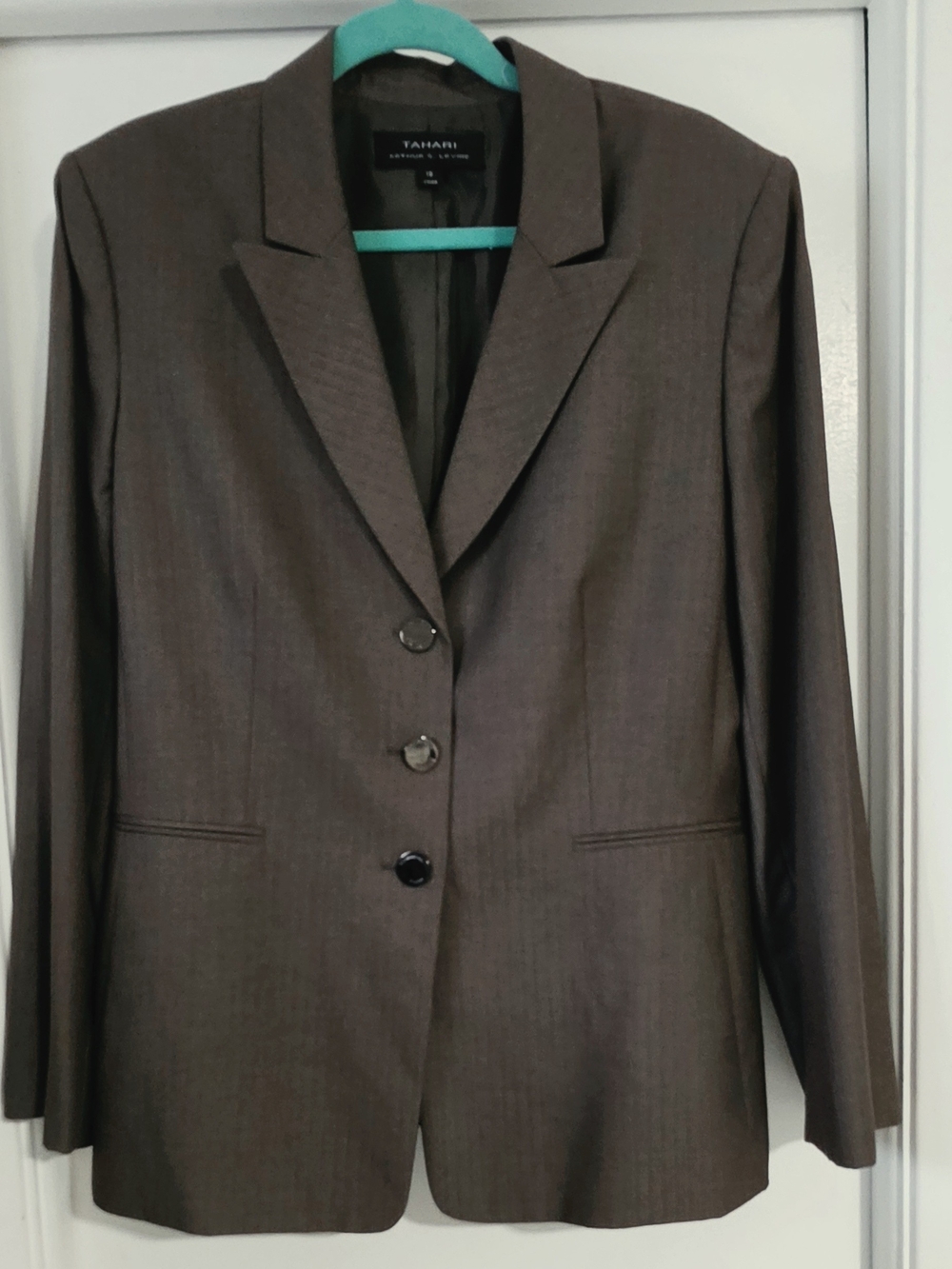 Tahari Brown Tailored Women's Blazer with Notch Lapel